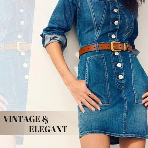 Women's Genuine Leather Belt Vintage Ladies Full Grain Solid Leather Belt